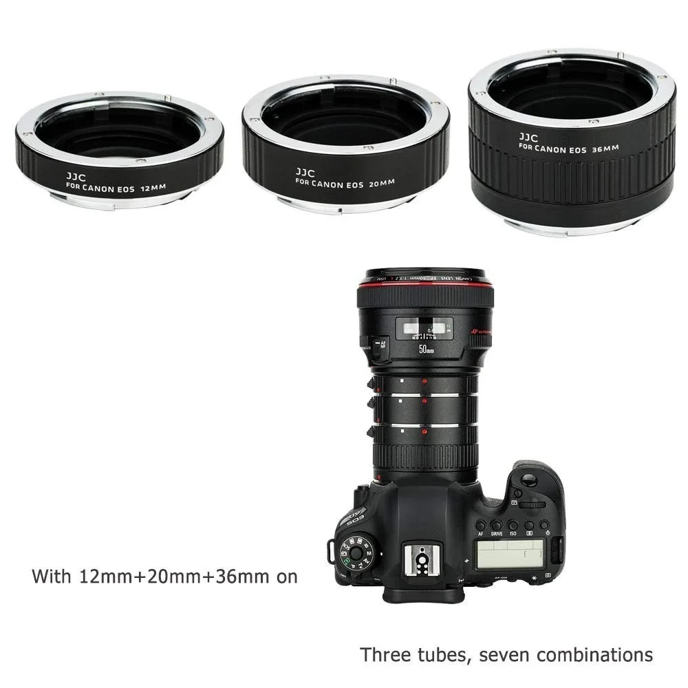 JJC Auto Focus Extension Tube Set 12mm 20mm 36mm for Canon EOS EF EF-S Mount